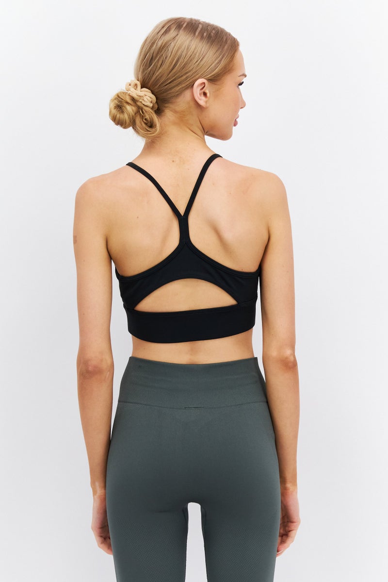 Reebok Women Brand Logo Padded Sports Bra, Black - Image 4